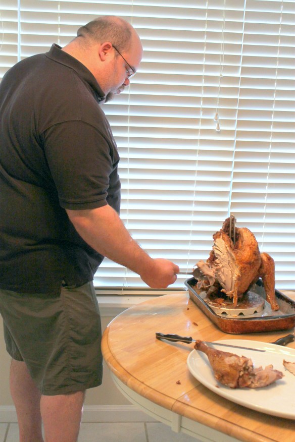 Joey carving his first turkey...it was a high pressure situation