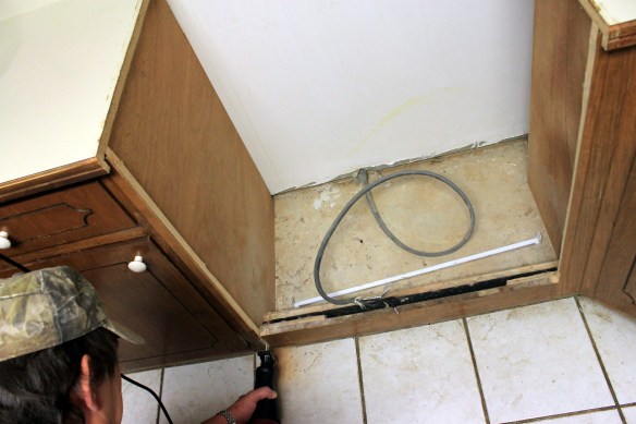 Cabinet cut for new oven 1